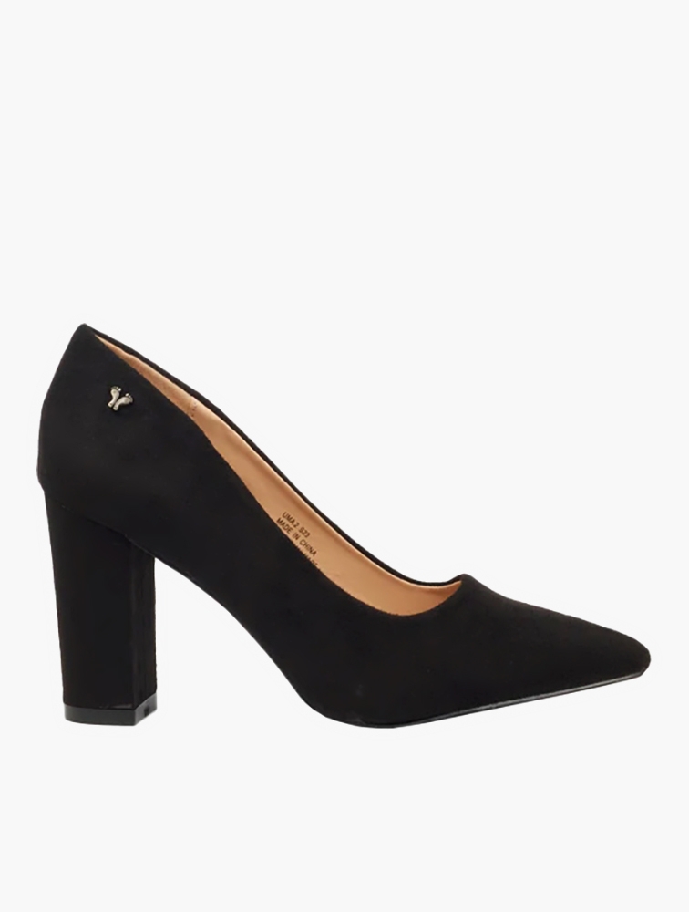 Black suede block sales heels